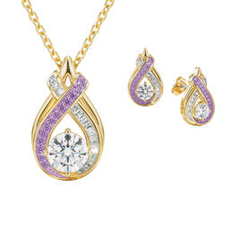 Birthstone Swirl Pendant with Free Matching Earrings 12210 0019 f june