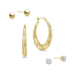 Bamboo Hoop Studs Earring Set 11142 0428 b alt