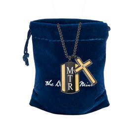 Personalized Diamond Cross and Dog Tag 12218 0011 g giftpouch