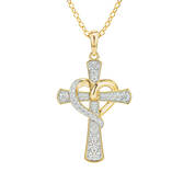 Heart of Faith Personalized Diamond Cross Pendant with FREE Matching Earrings, Heart of Faith Personalized Diamond Cross Pendant with FREE Matching Earrings 12242 0011 b front