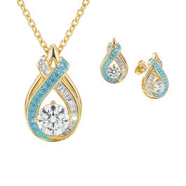 Birthstone Swirl Pendant with Free Matching Earrings 12210 0019 c march
