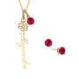Birthstone Flower Necklace with FREE Matching Earrings, Birthstone Flower Necklace Earrings 11772 0011 g july
