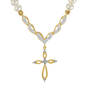 Pearl & Diamond Cross Necklace, Pearl and Diamond Cross Necklace 10708 0012 b pendant