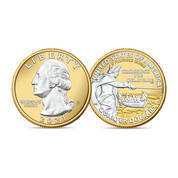Platinum and Gold-Highlighted Washington Crossing the Delaware Quarter, Platinum and Gold CAQ 11128 0012 a main
