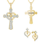 Heart of Faith Personalized Diamond Cross Pendant with FREE Matching Earrings, Heart of Faith Personalized Diamond Cross Pendant with FREE Matching Earrings 12242 0011 a main