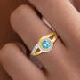 Genuine Swiss Blue Topaz & Diamond Swirl Ring, December Birthstone Diamond Swirl Ring 11760 0122 m model