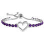 Open Heart Birthstone Bolo Bracelet, Open Heart Birthstone Bolo Bracelet 11567 0010 b february