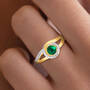 Genuine Emerald & Diamond Swirl Ring, May Birthstone Diamond Swirl Ring 11760 0056 m model