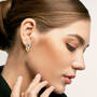 Birthstone & Diamond Rose Earrings, Birthstone Diamond Rose Earrings 11896 0012 m model