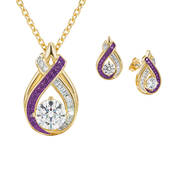 Perfectly Paired Birthstone Swirl Pendant with FREE Matching Earrings, Birthstone Swirl Pendant with Free Matching Earrings 12210 0019 b february