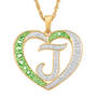 Birthstone & Diamond Initial Heart Pendant, Personalized Birthstone Diamond Initial Heart Pendant 10575 0012 h august j